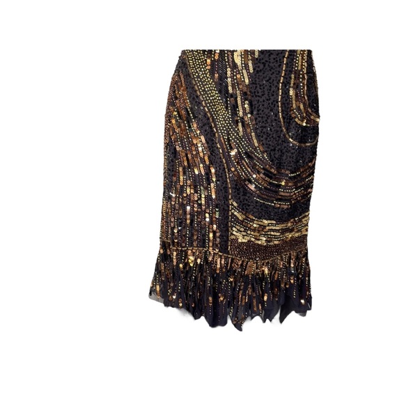 MANDALAY woman’s  gold black amber beaded dress, size 6, Never worn - Picture 6 of 12